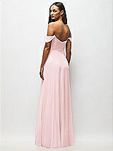 Alt View 6 Thumbnail - Ballet Pink Off-the-Shoulder Basque Neck Maxi Dress with Flounce Sleeves