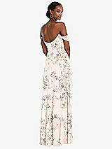 Rear View Thumbnail - Blush Garden Off-the-Shoulder Basque Neck Maxi Dress with Flounce Sleeves