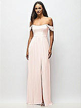 Alt View 4 Thumbnail - Blush Off-the-Shoulder Basque Neck Maxi Dress with Flounce Sleeves