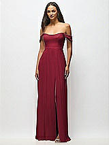 Alt View 4 Thumbnail - Burgundy Off-the-Shoulder Basque Neck Maxi Dress with Flounce Sleeves
