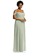 Alt View 2 Thumbnail - Celadon Off-the-Shoulder Basque Neck Maxi Dress with Flounce Sleeves