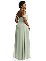 Alt View 3 Thumbnail - Celadon Off-the-Shoulder Basque Neck Maxi Dress with Flounce Sleeves