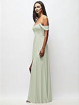 Alt View 5 Thumbnail - Celadon Off-the-Shoulder Basque Neck Maxi Dress with Flounce Sleeves