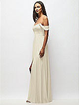 Alt View 5 Thumbnail - Champagne Off-the-Shoulder Basque Neck Maxi Dress with Flounce Sleeves