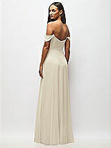 Alt View 6 Thumbnail - Champagne Off-the-Shoulder Basque Neck Maxi Dress with Flounce Sleeves