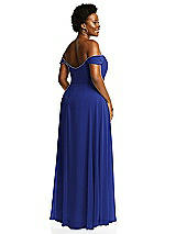 Alt View 3 Thumbnail - Cobalt Blue Off-the-Shoulder Basque Neck Maxi Dress with Flounce Sleeves