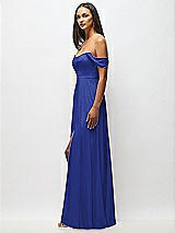 Alt View 5 Thumbnail - Cobalt Blue Off-the-Shoulder Basque Neck Maxi Dress with Flounce Sleeves