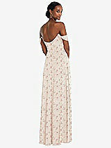 Rear View Thumbnail - Coquette Floral Print Off-the-Shoulder Basque Neck Maxi Dress with Flounce Sleeves