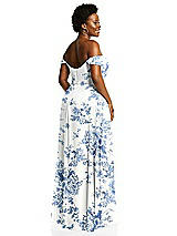 Alt View 3 Thumbnail - Cottage Rose Dusk Blue Off-the-Shoulder Basque Neck Maxi Dress with Flounce Sleeves