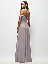 Alt View 6 Thumbnail - Cashmere Gray Off-the-Shoulder Basque Neck Maxi Dress with Flounce Sleeves