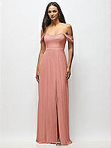 Alt View 4 Thumbnail - Desert Rose Off-the-Shoulder Basque Neck Maxi Dress with Flounce Sleeves