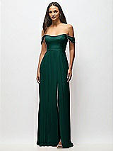 Alt View 4 Thumbnail - Evergreen Off-the-Shoulder Basque Neck Maxi Dress with Flounce Sleeves