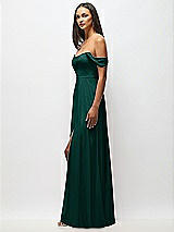 Alt View 5 Thumbnail - Evergreen Off-the-Shoulder Basque Neck Maxi Dress with Flounce Sleeves