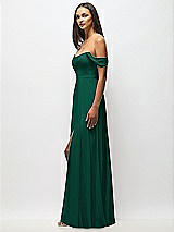 Alt View 5 Thumbnail - Hunter Green Off-the-Shoulder Basque Neck Maxi Dress with Flounce Sleeves