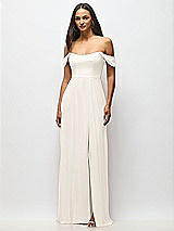 Alt View 4 Thumbnail - Ivory Off-the-Shoulder Basque Neck Maxi Dress with Flounce Sleeves