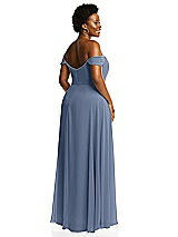 Alt View 3 Thumbnail - Larkspur Blue Off-the-Shoulder Basque Neck Maxi Dress with Flounce Sleeves