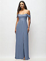 Alt View 4 Thumbnail - Larkspur Blue Off-the-Shoulder Basque Neck Maxi Dress with Flounce Sleeves