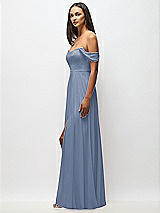 Alt View 5 Thumbnail - Larkspur Blue Off-the-Shoulder Basque Neck Maxi Dress with Flounce Sleeves