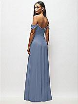 Alt View 6 Thumbnail - Larkspur Blue Off-the-Shoulder Basque Neck Maxi Dress with Flounce Sleeves