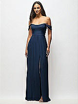 Alt View 4 Thumbnail - Midnight Navy Off-the-Shoulder Basque Neck Maxi Dress with Flounce Sleeves
