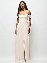 Alt View 4 Thumbnail - Oat Off-the-Shoulder Basque Neck Maxi Dress with Flounce Sleeves