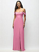 Alt View 4 Thumbnail - Orchid Pink Off-the-Shoulder Basque Neck Maxi Dress with Flounce Sleeves