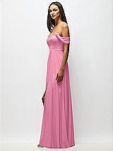 Alt View 5 Thumbnail - Orchid Pink Off-the-Shoulder Basque Neck Maxi Dress with Flounce Sleeves