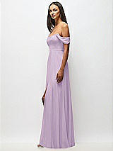 Alt View 5 Thumbnail - Pale Purple Off-the-Shoulder Basque Neck Maxi Dress with Flounce Sleeves