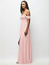 Alt View 5 Thumbnail - Rose Off-the-Shoulder Basque Neck Maxi Dress with Flounce Sleeves