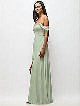 Alt View 5 Thumbnail - Sage Off-the-Shoulder Basque Neck Maxi Dress with Flounce Sleeves