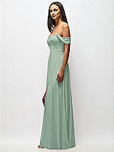 Alt View 5 Thumbnail - Seagrass Off-the-Shoulder Basque Neck Maxi Dress with Flounce Sleeves
