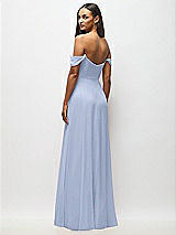 Alt View 6 Thumbnail - Sky Blue Off-the-Shoulder Basque Neck Maxi Dress with Flounce Sleeves