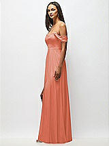 Alt View 5 Thumbnail - Terracotta Copper Off-the-Shoulder Basque Neck Maxi Dress with Flounce Sleeves