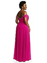 Alt View 3 Thumbnail - Think Pink Off-the-Shoulder Basque Neck Maxi Dress with Flounce Sleeves