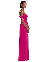 Side View Thumbnail - Think Pink Off-the-Shoulder Basque Neck Maxi Dress with Flounce Sleeves