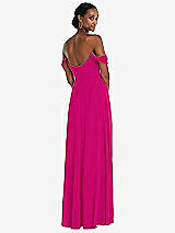 Rear View Thumbnail - Think Pink Off-the-Shoulder Basque Neck Maxi Dress with Flounce Sleeves