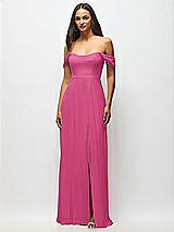 Alt View 4 Thumbnail - Tea Rose Off-the-Shoulder Basque Neck Maxi Dress with Flounce Sleeves
