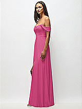 Alt View 5 Thumbnail - Tea Rose Off-the-Shoulder Basque Neck Maxi Dress with Flounce Sleeves