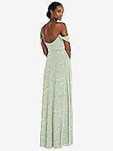 Rear View Thumbnail - Vintage Primrose Sage Off-the-Shoulder Basque Neck Maxi Dress with Flounce Sleeves