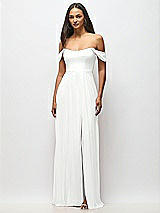 Alt View 4 Thumbnail - White Off-the-Shoulder Basque Neck Maxi Dress with Flounce Sleeves