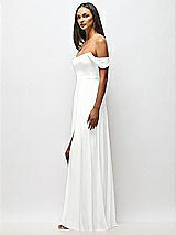 Alt View 5 Thumbnail - White Off-the-Shoulder Basque Neck Maxi Dress with Flounce Sleeves