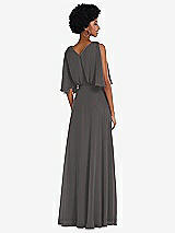 Alt View 3 Thumbnail - Caviar Gray V-Neck Split Sleeve Blouson Bodice Maxi Dress