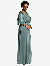 Side View Thumbnail - Icelandic V-Neck Split Sleeve Blouson Bodice Maxi Dress