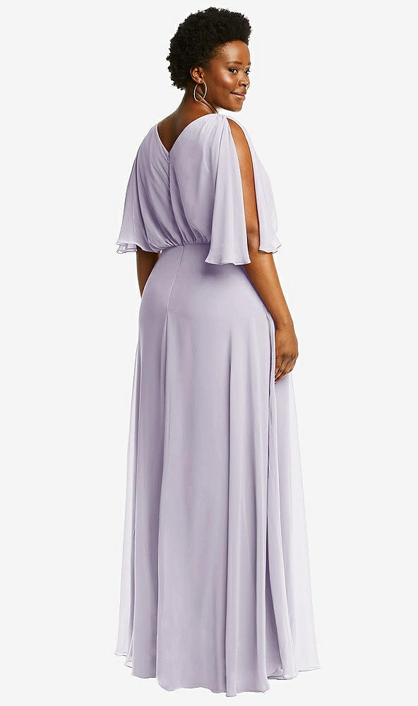 Back View - Moondance V-Neck Split Sleeve Blouson Bodice Maxi Dress