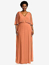 Front View Thumbnail - Sweet Melon V-Neck Split Sleeve Blouson Bodice Maxi Dress