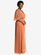 Side View Thumbnail - Sweet Melon V-Neck Split Sleeve Blouson Bodice Maxi Dress