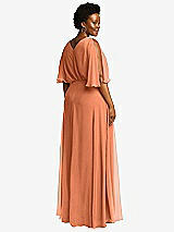 Rear View Thumbnail - Sweet Melon V-Neck Split Sleeve Blouson Bodice Maxi Dress