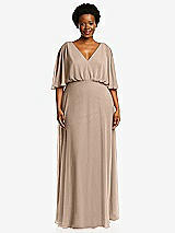 Front View Thumbnail - Topaz V-Neck Split Sleeve Blouson Bodice Maxi Dress