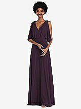 Alt View 1 Thumbnail - Aubergine V-Neck Split Sleeve Blouson Bodice Maxi Dress