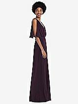 Alt View 2 Thumbnail - Aubergine V-Neck Split Sleeve Blouson Bodice Maxi Dress